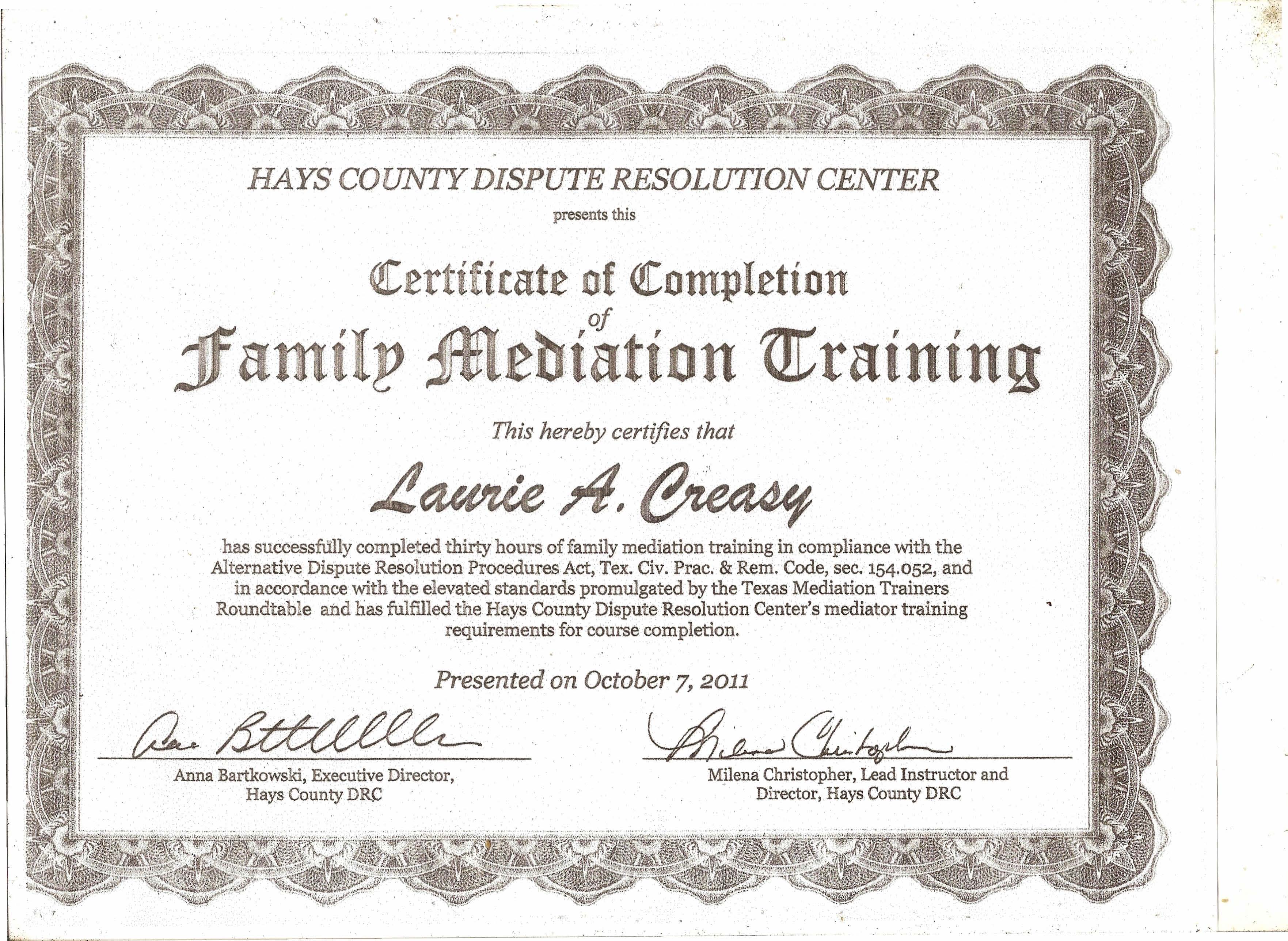 Family Mediation Training Certificate