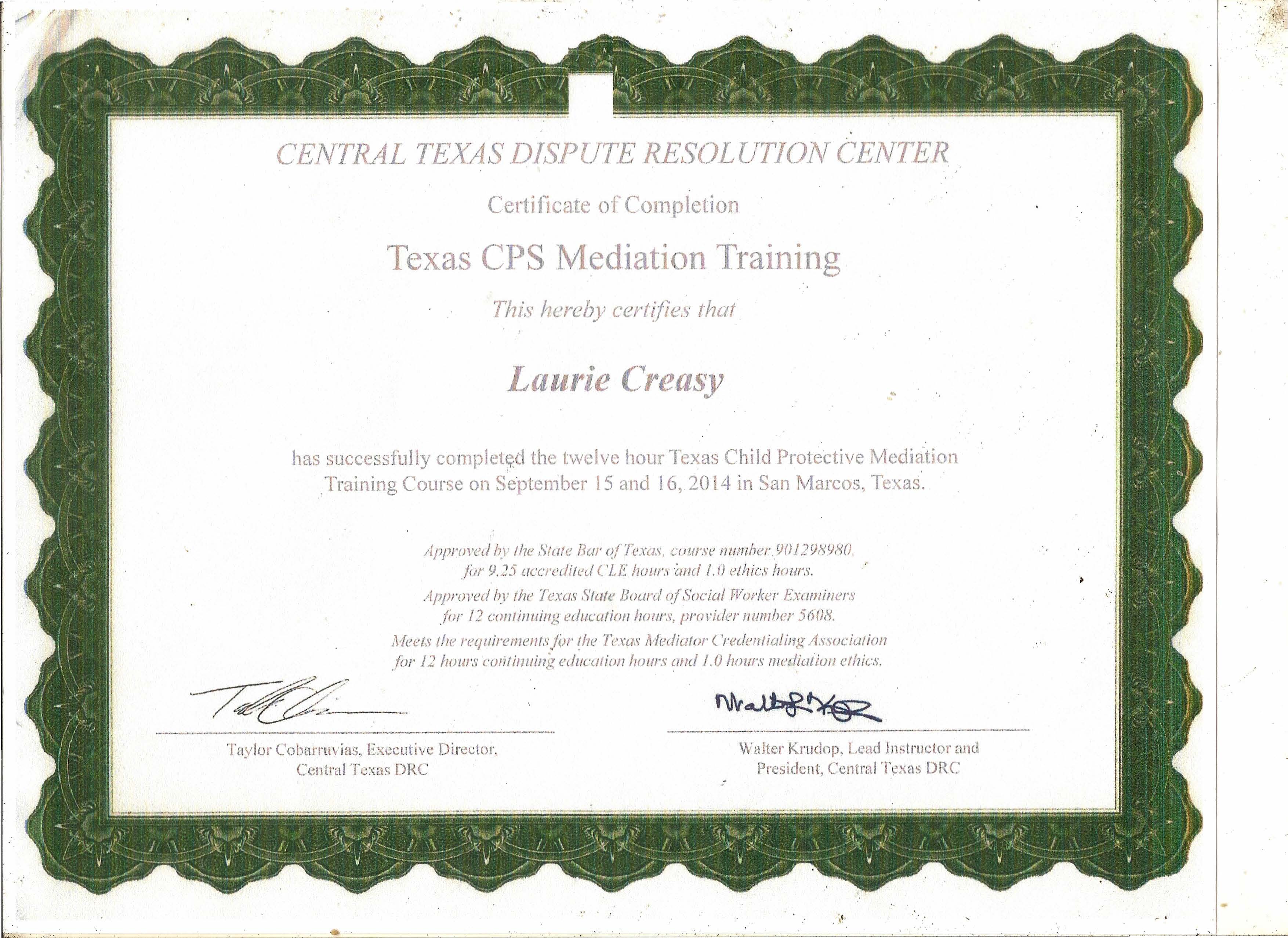 CPS Mediation Training Certificate